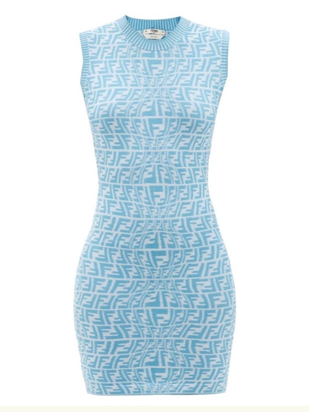 Fendi Vertigo FF Jacquard Knit Mini Blue Dress - Picture 5 of 10